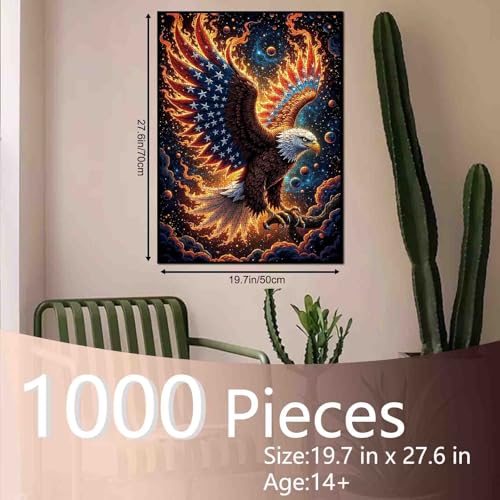 American Flag Eagle Jigsaw Puzzles for Adults 1000 Pieces 4th of July Jigsaw Puzzle for Family Activity Games Patriotic Bald Eagle Art Puzzles Independence Day Art 19.7 x 27.6 Inch - color: American Flag-17