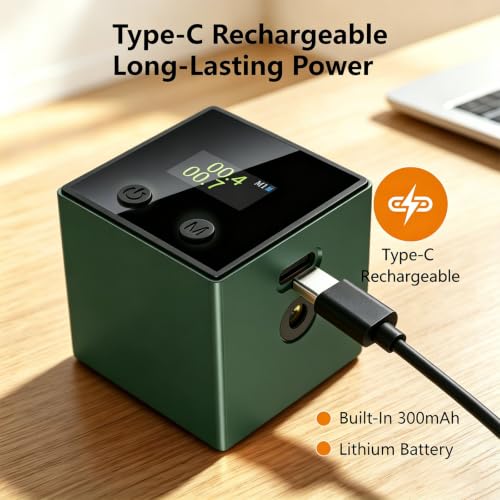 5-in-1 Digital Laser Level with Tripod, Magnetic Base & USB Rechargeable, Mini Angle Finder & Protractor, ±0.1° High Precision Cross Line Laser, Green/Red Beam for Picture Hanging,Tiling & DIY - color: Dark Green
