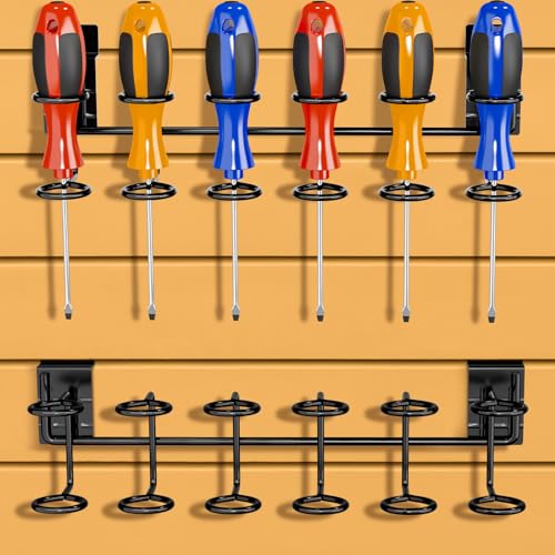 Blulu 2 Pcs Slatwall Screwdriver Holders Slatwall Plier Holders Screw Driver Organizers Screw Driver Hooks and Hangers Accessories for Clothing Home Garage Shop Retail Display