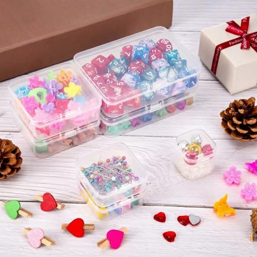 24 Packs Small Clear Plastic Beads Storage Containers Box with Hinged Lid for Storage of Small Items, Crafts, Jewelry, Hardware(3.3 x 3.3 x 1.2 Inches) - size: 3.3 x 3.3 x 1.2 in