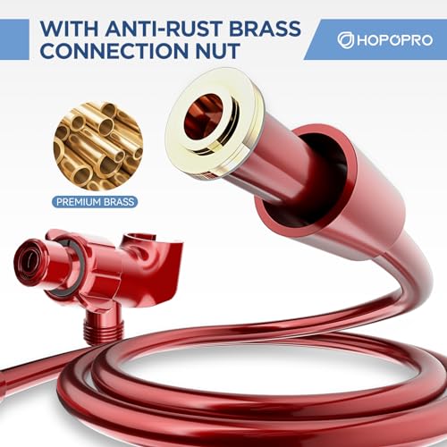 HOPOPRO High Pressure Handheld Shower Head Set with 6 Settings, Ferrari Red - color: Red, style: 6 Modes
