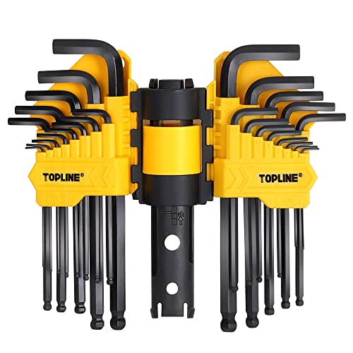 Topline 27-Piece Long Arm Allen Wrench Set, SAE & Metric