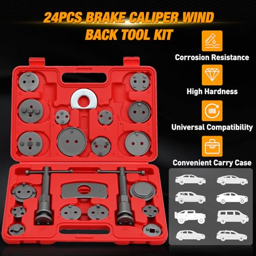 GOOACC 22pc Disc Brake Caliper Compression Tool Set w Hangers Gloves Red - color: 22pc Brake Caliper+Gloves+Hangers Red