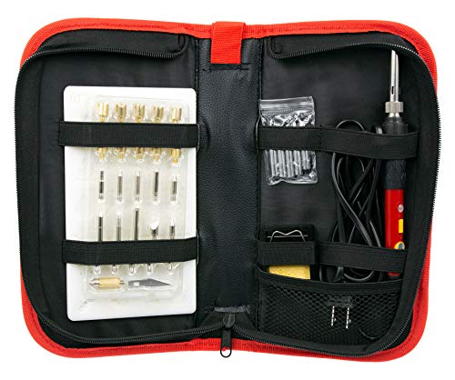 Zega Woodburning & Soldering Kit – Pyrography pen with Wood Burning, Wood Embossing, Wood Carving, Wood Cutting & Electronics Soldering Tips, Razor Knife, Stand, Carrying Case and Stencils