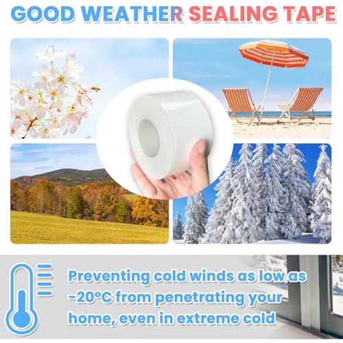 White Window Weather Sealing Tape, AC Air Conditioner Sealing Tape - color: White, size: 2 Inch x 65 FT
