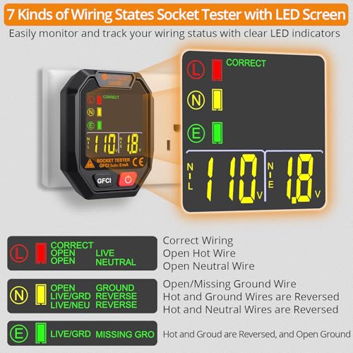 Neoteck 12V-1000V/48V-1000V Voltage Detector Pen and Receptacle Tester