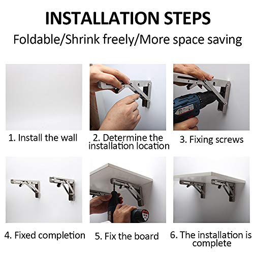 Storystore Folding Shelf Brackets - 20 Inch Heavy Duty Stainless Steel Collapsible Shelf Bracket for Bench Table, Space Saving DIY Bracket, Max Load: 550lb - size: 20 Inch