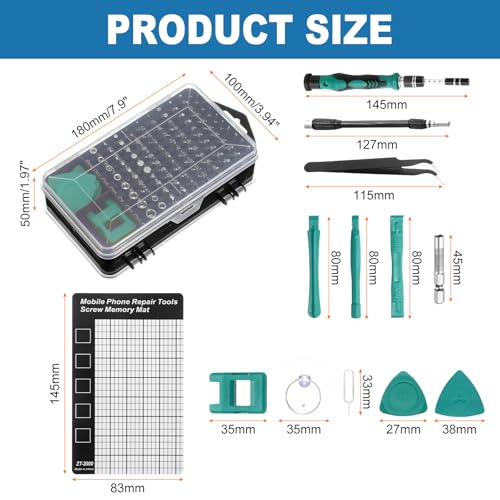 HARFINGTON 123 in 1 Magnetic Precision Screwdriver Set Electronics Repair Tools Kit with 96 Bits Flexible Shaft and Extension Rod for Cellphone Game Console Laptop PC Computer Camera, Green - color: Green
