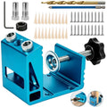 Pocket Hole Jig Kit with Drill Guide Joint 15 Degree Woodworking Inclined Hole Angle Tool Dowel Drill Pocket Joinery Screw Set Kit Adjustable Drill Jig Guides Joint Carpentry Locator Woodworking Tool