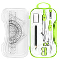 Unjoo Geometry Set 10 Pcs Student Supplies, Protractor and Compass (Green） - color: Green