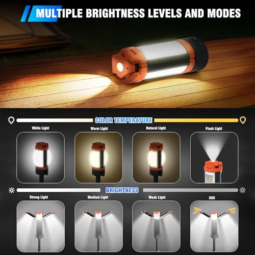 AKOFUN 12000mAh Camping Light with Stand, Portable Rechargeable Work Light
