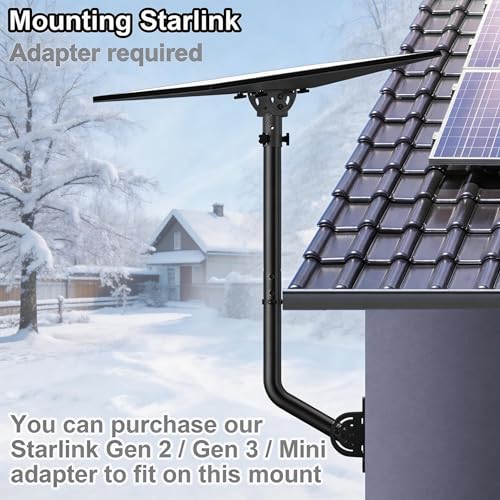 28" Heavy Duty Adjustable Antenna Wall Mount – Iron Spray Paint J-Pole Solid Mast Bracket for Starlink (Adapter Required), TV Antennas, Weather Stations – 1.38" OD Pivot Base (Black) - color: 28‘’ Long Wall Mount Black