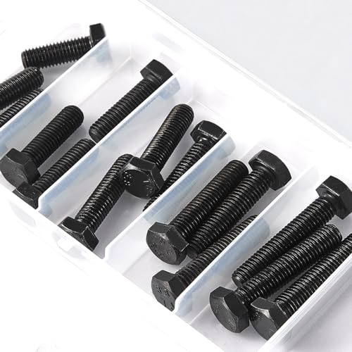 M10 x 30mm 35mm 40mm 45mm 50mm Hex Bolts, Hexagon Head Screw, 8.8 Grade Alloy Steel, Black Oxide Finish, Metric Full Machine Thread, Assortment Kit 15PCS - size: M10 x 30-50 mm(15PCS)