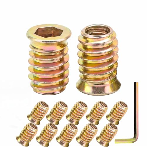 40Pcs 5/16"-18 x 25mm Furniture Screw in Nut Threaded Wood Inserts Bolt Fastener Connector Hex Socket Drive for Wood Furniture Assortment (with Hex Spanner) - size: 5/16"-18 x25mm