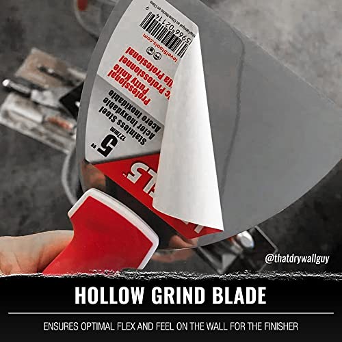 6" Soft-Grip Stainless Steel Drywall Joint Knife - LEVEL5 | Pro-Grade | Comfortable Finishing Hand Tool | Metal Hammer End | Sheetrock Gyprock Plasterboard Mud | 5-142 - size: 6"