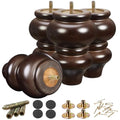 SHANJUE 5 Inch Sofa Legs Wood Round Furniture Feet for Chair & Bed, 4 Pack - size: 5 inch
