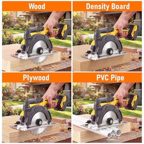 6-Inch Cordless Circular Saw Compatible with DeWalt 20V Max Battery, 2.2"(90°), 1.5"(45°) Max Cutting Depth Lightweight with Tool Bag, Guide Ruler,6" Blade For Wood PVC Cutting (NO Battery)