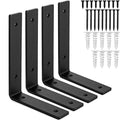 Heavy-Duty Shelf Brackets - Premium Construction Grade 1/4" (6mm) Thick Steel - Matte Black Iron Finish for Modern Farmhouse Rustic Open Shelving w/ Hardware, 4-Pack (L Bracket 8" x 6") - size: 8" x 6", style: L Bracket