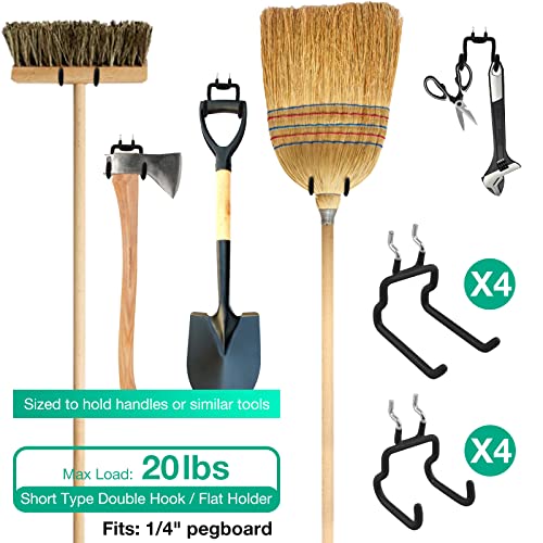 Pegboard Hooks, 8 Pack Peg Board Tool Utility Hooks & Hangers (Black) - color: Black
