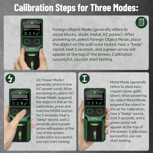 Stud Finder Wall Scanner - 7-in-1 Electronic Stud Detector with HD LCD Display, Detects Wood, Metal, AC Live Wire, Joists & Pipes, Wall Scanner with Laser Level & Bubble Level Ruler