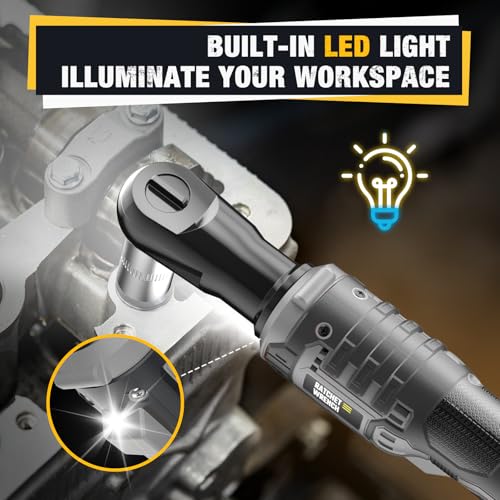 3/8" Cordless Ratchet Wrench Fit DEWALT 20V Battery, 88Ft-lbs(120N.m)500RPM - color: Gray