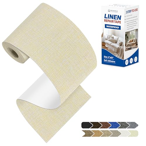 KING MOUNTAIN Linen Repair Patches, Self-Adhesive Fabric Patches, 4 X 63 inch Extra Size, Multi Color, Can be Used fo Sofa Repair (Beige 1.0) - color: Beige 1.0, size: 4" Wx 63"L
