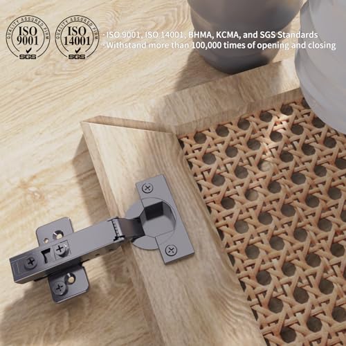 Chibery 10 Pack Frameless Full Overlay Soft Close Concealed Hinges, Black Titanium Plated, Self Closing, 105° Open Angle 3D Adjustment, Stop 85 ＆ 105 Degrees, Clip On, Stainless Steel for Cabinet Door - size: Full Overlay