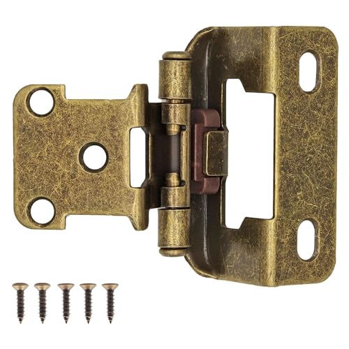 20 Pack (10 Pairs) 1/2 Inch Overlay Partial Wrap Hinges Antique Brass - color: Antique Brass, size: 20 Pack (10 Pairs)