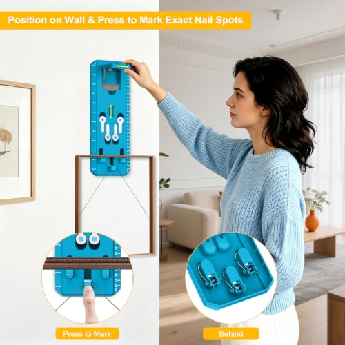 Picture Hanging Kit with Level Picture Frame Hanging Kit Tool, Blue