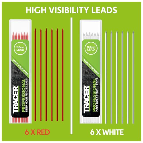 Tracer Pencil Refills - 12 x 2.8mm Deep Hole Leads, Red and White - size: pkg of 12