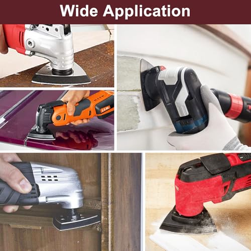 120 Pcs Triangle Sanding Pads, 80/120/150/180/240/400 Grits Detail Sander Sandpaper Hook and Loop Sanding Sheet,3-1/8"(80mm) Triangular Sandpaper for 3-1/8" Oscillating Multi Tool, No Holes - size: 80/120/150/180/240/400 Grit, style: No Hole