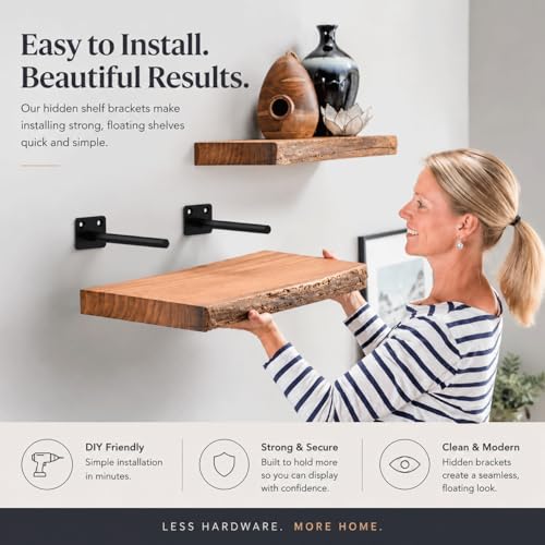Floating Shelf Brackets, 10 inch Hidden Shelf Brackets Heavy Duty Blind Shelf Support, 200LBS Load Capacity, 6 Pack Floating Shelf Hardware for DIY Wood Wall Floating Shelves - size: 10 Inch