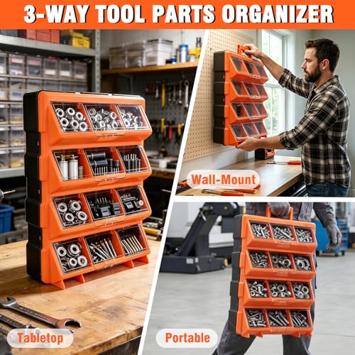 Tool Box Organizer,12-Compartment Portable Small Parts Organizer - size: 12-Compartment Tool Box Organizer