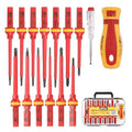 HURRICANE 1000V Insulated Screwdriver Set, 15 Piecse Professional Insulated Electrician Screwdriver Set, CR-V Magnetic Tips, Square(Robertson) Phillips Slotted Pozi Torx Insulated Electrician Tool Kit - size: 15-Piece Complete Insulated Screwdriver Set