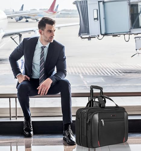 EMPSIGN 17.3 Inch Rolling Laptop Bag for Women/Men, Black