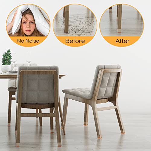 16-Pcs Square Silicone Chair Leg Floor Protectors, Thick & Durable - size: S - 16 Pcs - Clear