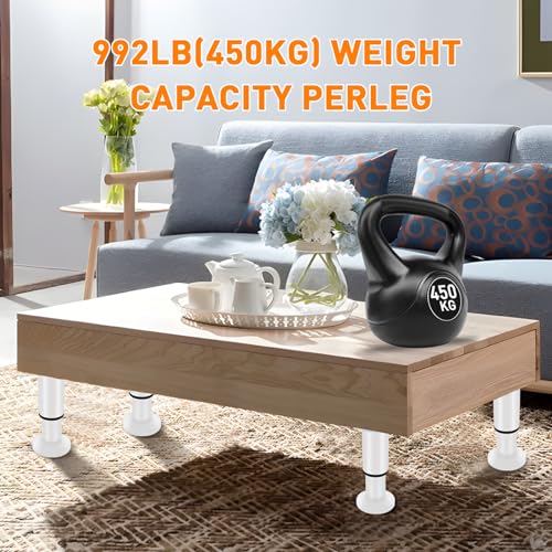 4 Pcs Adjustable Height Furniture Support Legs 10-17 inch [with Screws], Metal Adjustable Bed/Sofa/Cabinet/Couch/Dresser/Table Heavy Bed Replacement Legs (White) - color: White, size: 10-17 inch