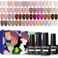 JODSONE Jelly Gel Nail Polish Set, 32 Colors Sheer Pink Gel Polish Set with Base & Top Matte Glitter Coat for Nail Art DIY Salon at Home - color: B30