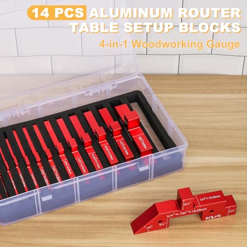 Router Table Setup Bars, 14 pcs Aluminumset Setup Blocks Woodworking, Set Up Blocks for Woodworking, Setup Blocks Gage Blocks for Router Table Saw and Angle Measure Set Up - style: Multifunctional