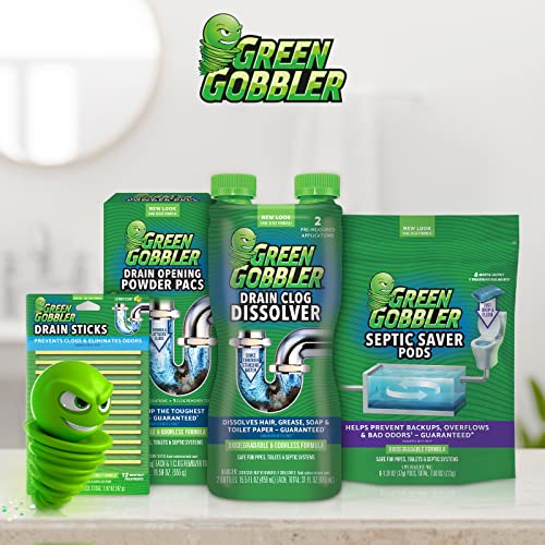 Green Gobbler Hair Grabber Drain Snake - 5 Pack (Great for Sink & Shower Clogs)