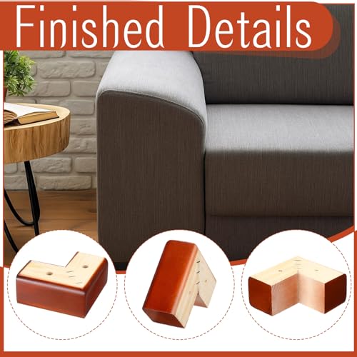 Geelin 4 Pack Wooden Furniture Risers 2 Inch High L‑Shaped Bed Risers with Metal Screws and Anti-Slip Pads Furniture Legs Couch Legs Replacement Sofa Feet for Coffee Table Bed Dresser (Brown) - color: Brown, size: 2 Inch