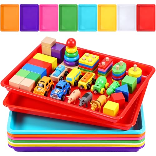 Maitys 15 Pack Plastic Art Trays 12 x 16 Inch Sensory Trays, Vivid Color - color: Vivid Color