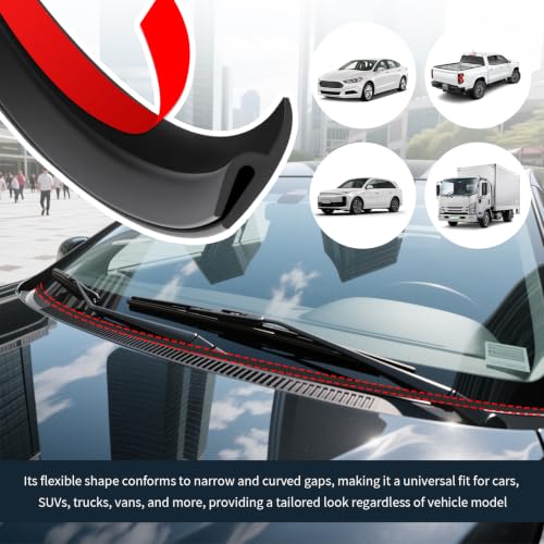 1.7M/5.6Ft Car Windshield Cowl Seal Strip,Cuttable Car Self-Adhesive Windshield Weather Stripping with H-Shape Design,Universal Rear Front Windshields Wiper Cowl Cars Accessories