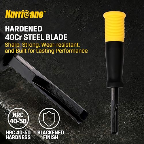 HURRICANE 8mm Corner Chisel, 90° Square Mortise Chisel for Door Hinges, Strike Plates & Cabinetry, Right Angle Wood Chisel with Metal Strike Cap & Ergonomic Grip - size: 8mm