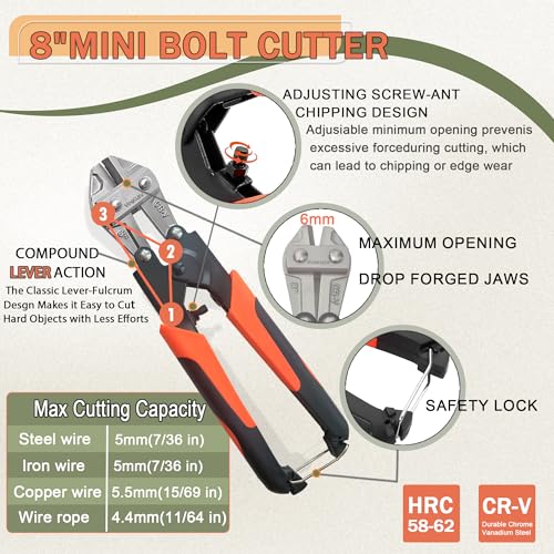 4-Piece Bolt Cutter Set, 14" & 8" Heavy Duty Bolt Cutters with Cr-V