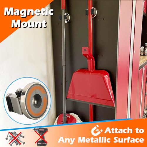 MUTUACTOR Magnetic Broom Holder,Anti-broken Broom and Mop Tool Holder,2PCS Adjustable Magnet Holder Broom Mop Clip with 360 Swivel Rack for Hanging in Metal Door Refrigerators Washer Machine - style: Anti-broken,Silver&Black,2PCS