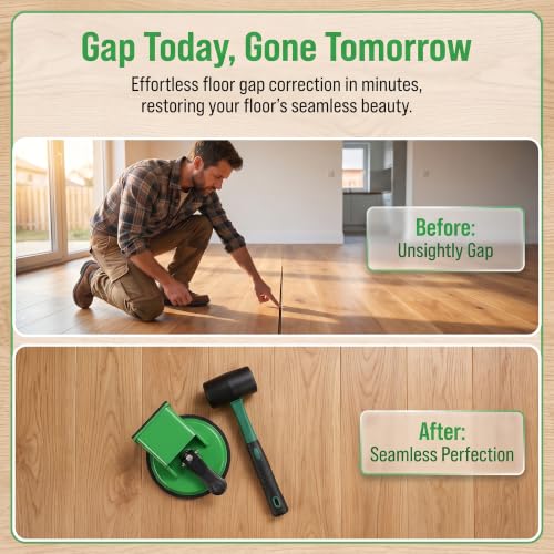 Floor Gap Fixer Tool Heavy Duty Suction Cup for Laminate Vinyl LVP Wood Flooring Gap Repair Kit, with Rubber Mallet & 10 Sticky Pads
