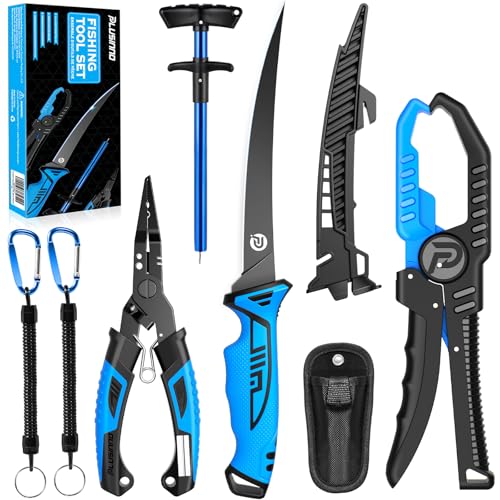 PLUSINNO Fishing Gear, Fishing Tools, Fishing Accessories, Corrosion Resistant Fishing Pliers Kit, Fishing Knife, Floating Fish Lip Gripper Fishing Gifts for Men, Gifts for Fishermen - style: 4pcs fishing tools