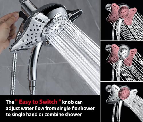GRICH Shower Head with Handheld Spray - Dual High Pressure Showerhead - color: Chrome, size: 1.8 GPM