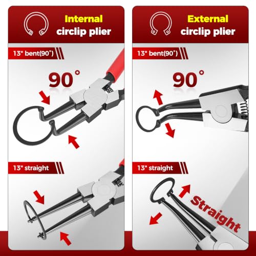 BILITOOLS 4PC 13" Extra Long Snap Ring Pliers Set - size: 13'' Internal & External Snap Ring Pliers Set